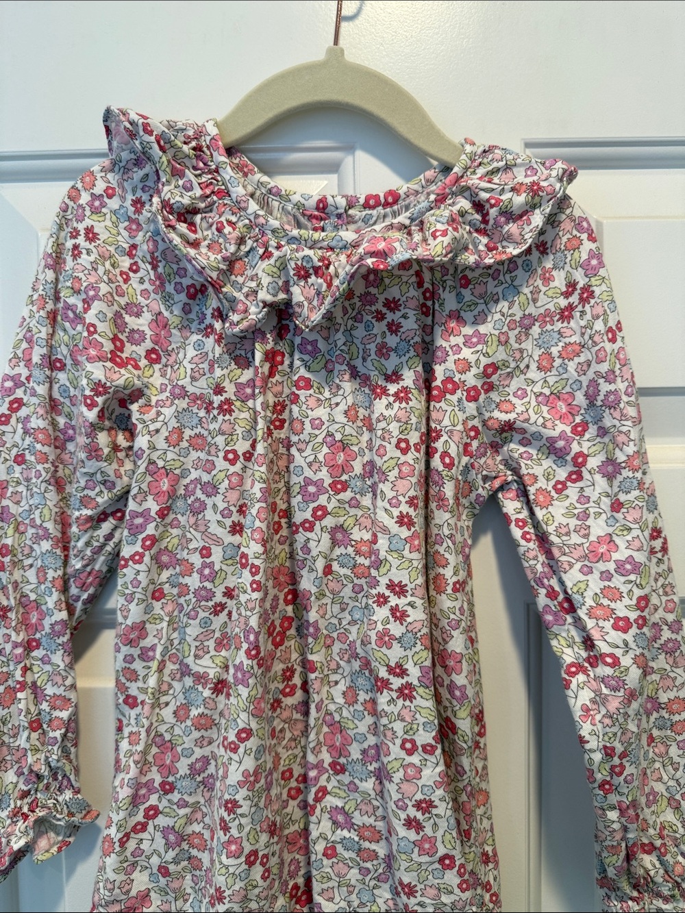 Little English Girls Floral Blouse Top Ruffle Collar 5